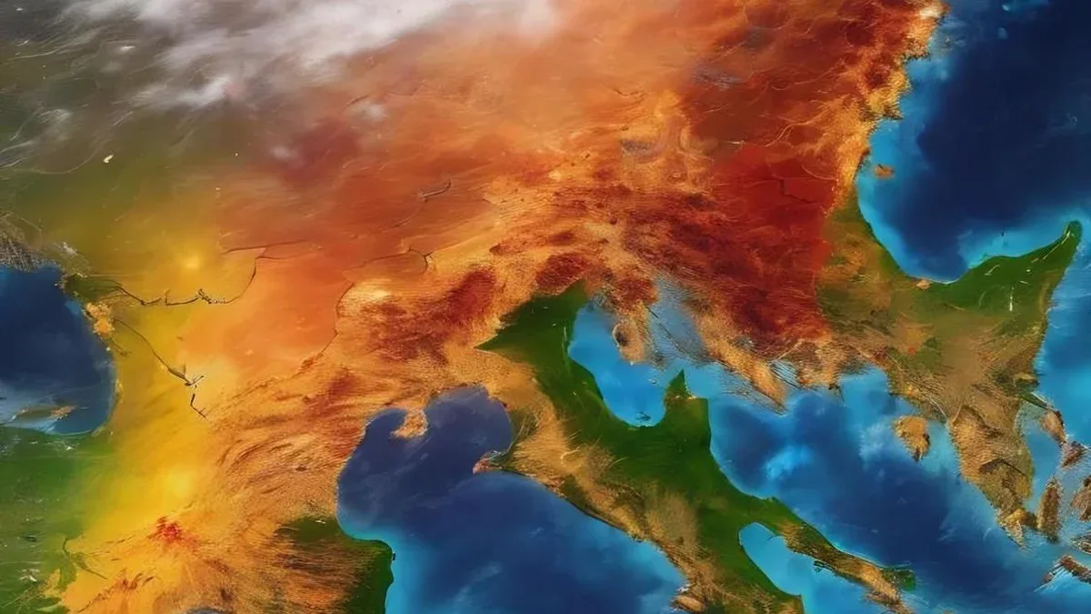 Carte météorologique imaginaire montrant un rendu 3D