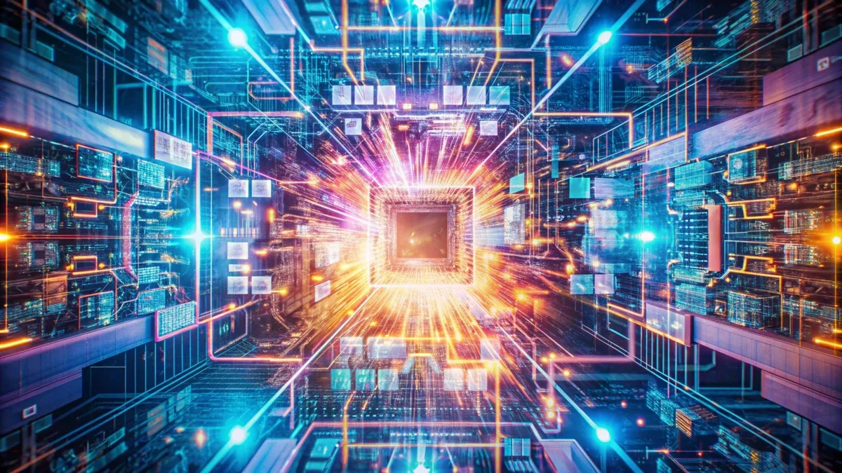 Réseau numérique abstrait avec des lignes lumineuses