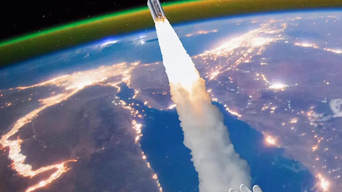 Astronaute saluant la caméra lors d'une sortie dans l'espace Scène spatiale Les éléments de cette image fournis par la NASA