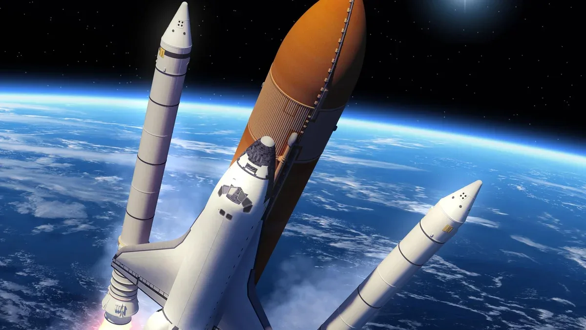 Séparation des boosters de fusée solide de la navette spatiale