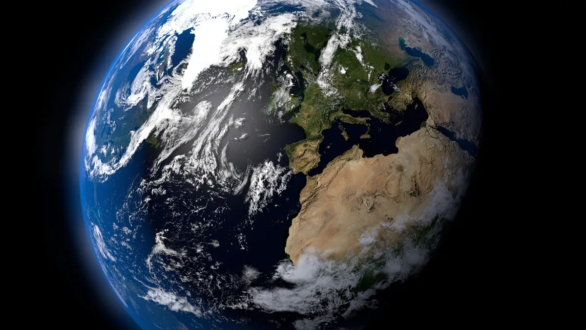 Rendu 3D de la planète Terre depuis l'espace